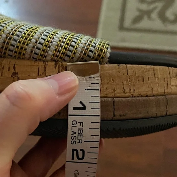 Naturalizer Kirstin Stripe Cork Platform Shoe Wedge Sandal yellow tan mule sz 9 - Picture 15 of 16